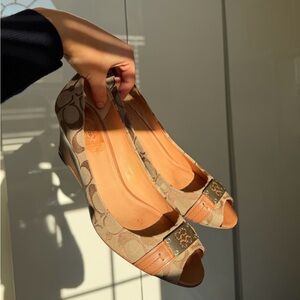 Y2K Coach Peep-Toe Wedges
